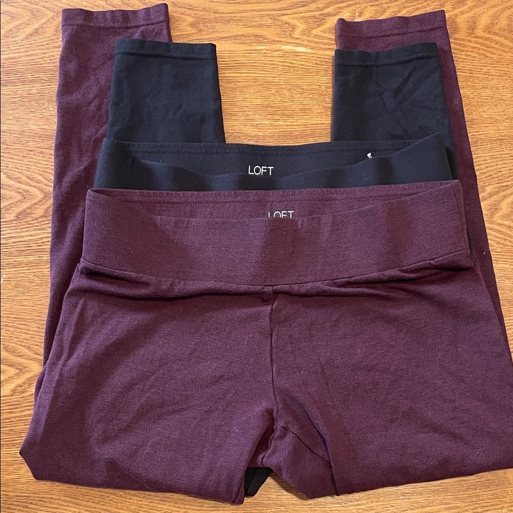 LOFT Women’s Set of Maroon and Black Leggings (size M)